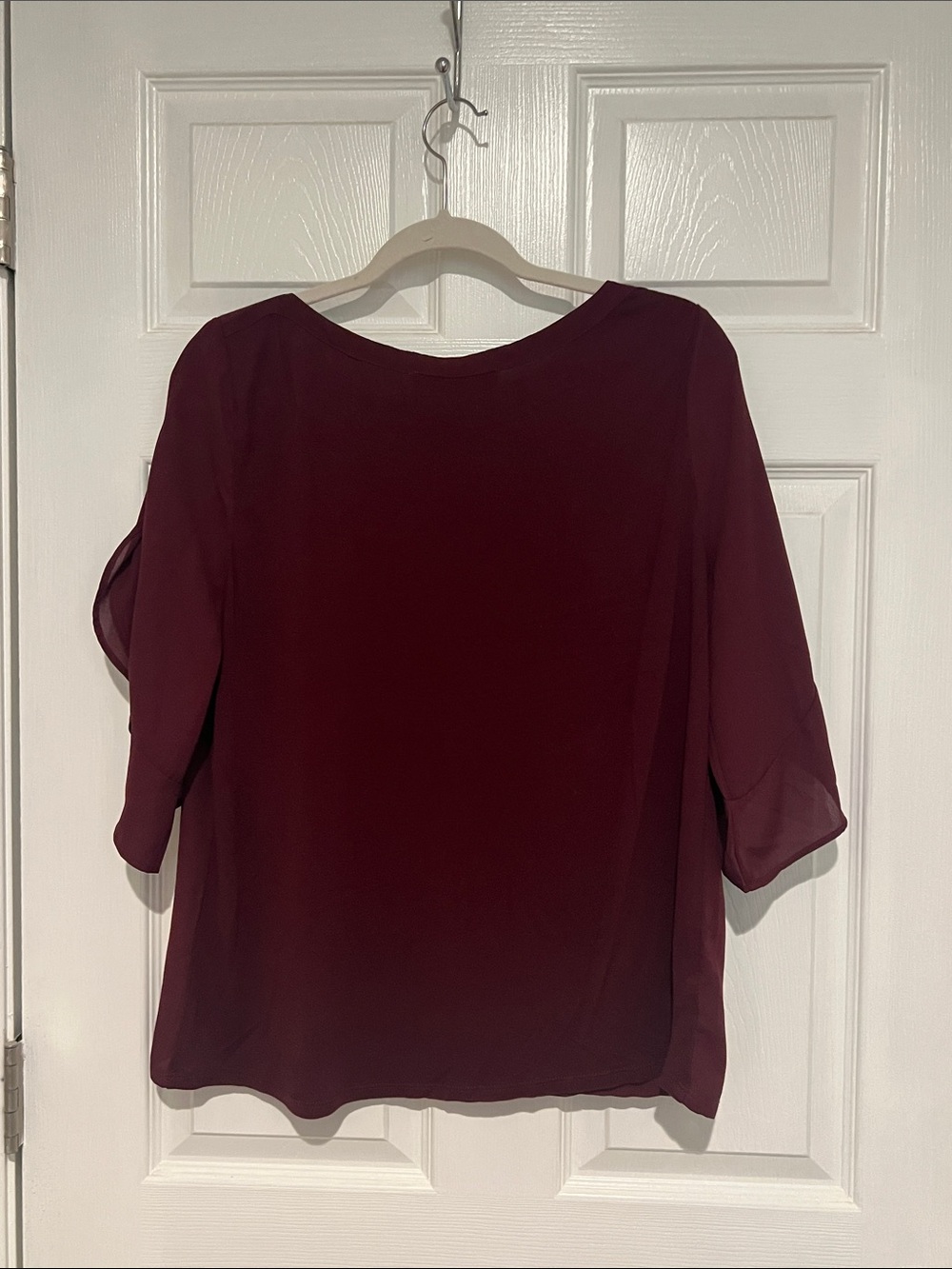 LOFT Burgundy Flutter Sleeve Blouse - Picture 4 of 4